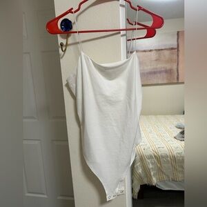 White body suit with thin straps